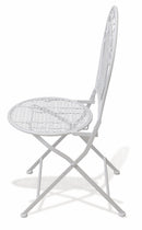Set Tavolino e 2 Sedie Pieghevoli da Giardino in Ferro Battuto Soriani New Loire Breafast Bianco