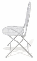 Set Tavolino e 2 Sedie Pieghevoli da Giardino in Ferro Battuto Soriani New Loire Breafast Bianco