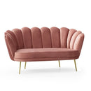 Divano Orel due posti in velluto rosa a conchiglia