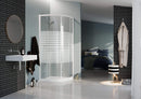 Box Doccia Semicircolare 2 Ante Scorrevoli in Cristallo Serigrafato 4mm H185 Fosterberg Tonder Bianco Varie Misure