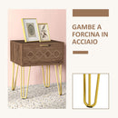 Set 2 Comodini 39,5x41x49 cm 1 Cassetto in Truciolato Marrone