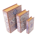 Set 3 Scatole libro in Similpelle grigio fiori rettangolare