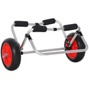 Carrellino da Spiaggia Pieghevole per Kayak e Canoa con Paraurti 70x40x42 cm in Alluminio e NBR Argento Nero e Rosso