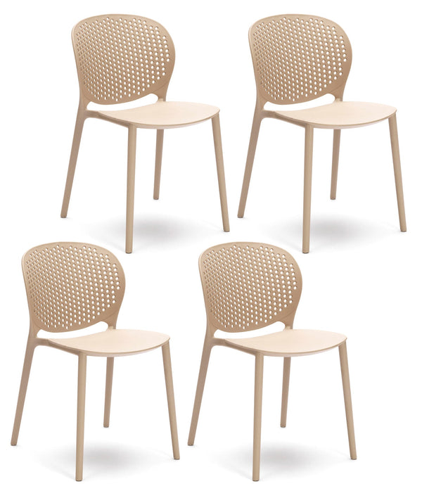 online Set 4 Sedie 48x56xH80 cm in Polipropilene Spot Beige