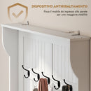 Appendiabiti da Terra 96x34x179,7A cm con Panca Porta Scarpe 5 Ganci Dispositivo Antiribaltamento in MDF Crema      