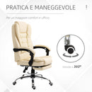Sedia Poltrona da Ufficio Presidenziale Massaggiante 64,5x69x109-117 cm in Similpelle Bianca