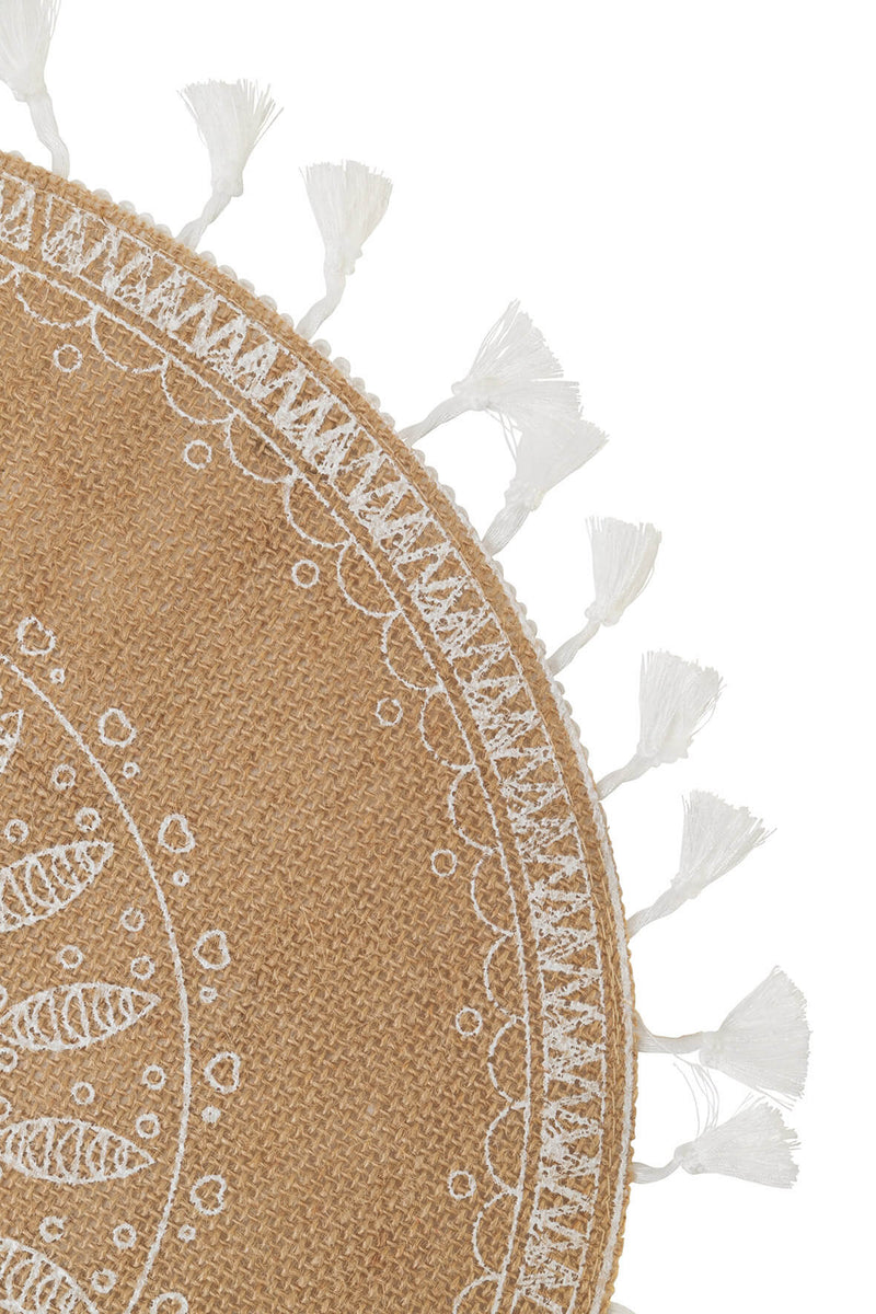 Set 6 Tovagliette Tonda in Juta Ø38 cm Villa d'Este Home Tivoli White