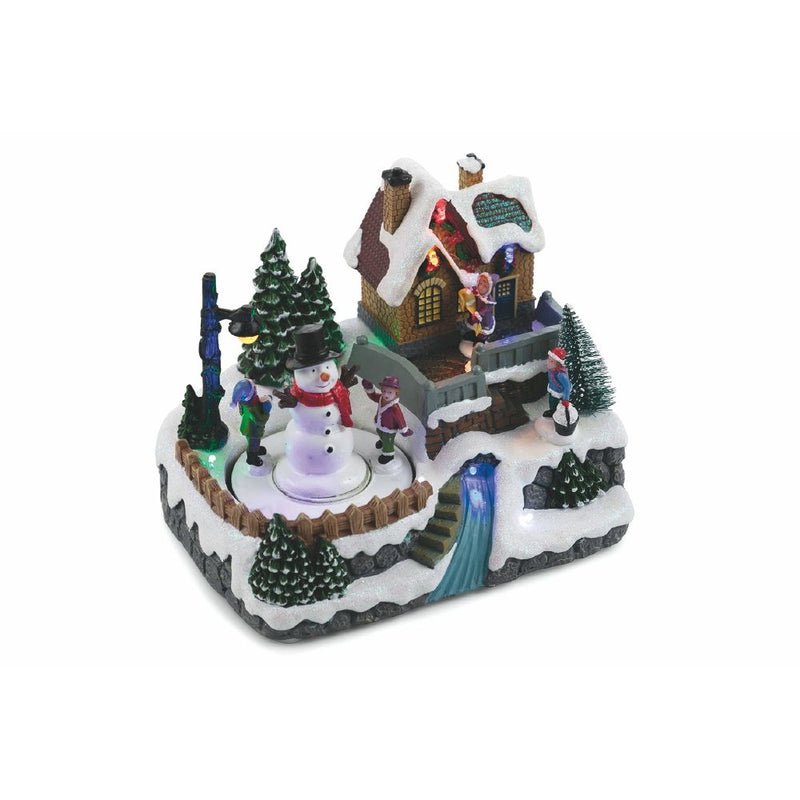 Villaggio Natalizio 20x14,5x17 cm con Luci Suoni e Movimento