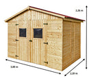 Casetta Box da Giardino 2,8x2 m con Pavimento in Legno Picea Massello 16mm Eden