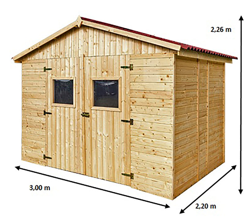 Casetta Box da Giardino 2,8x2 m Senza Pavimento in Legno Picea Massello 16mm Eden