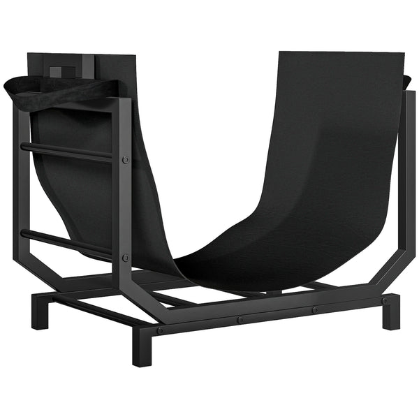 acquista Porta Legna da Interno Esterno in Metallo con Borsa Oxford 53x33x43 cm Nero