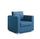 Sessel aus blauem Stoff mit Daisy Visson Kissen