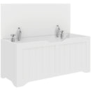Panca Contenitore 80x40x45 cm con Apertura a Ribalta e Cerniere di Sicurezza in Legno Ingegnerizzato Bianco      