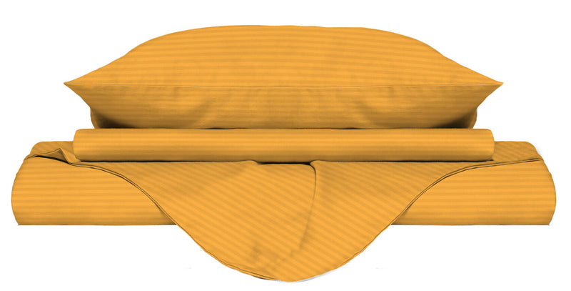 Copripiumino Matrimoniale con Sacco e Federe Tinta Unita Rigato Arancione