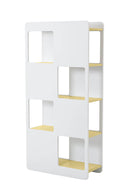 Libreria 8 Fori 78x32x160cm in MDF TFT  Oblò Bianco Opaco e Giallo