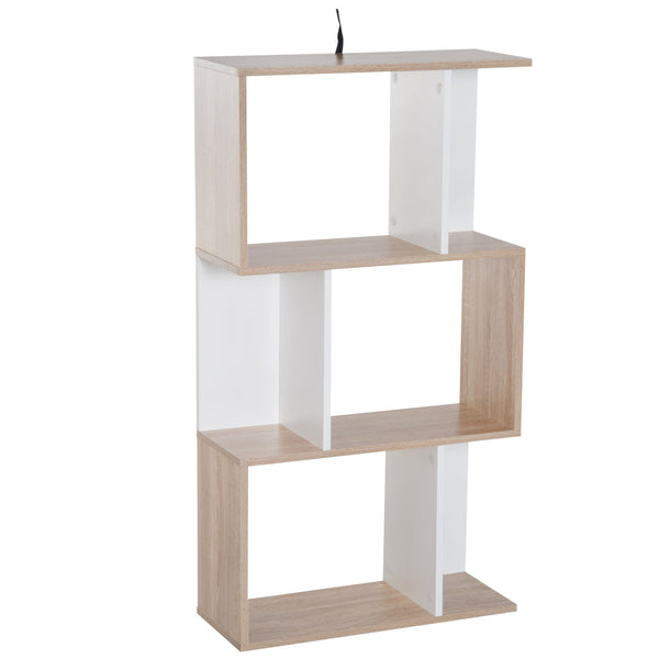 online Modernes Wand-Bücherregal mit 3 Naturholz- und weißen Regalen 60 x 24 x 111,4 cm