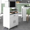 Mobile Carrello da Cucina 1 Cassetto 2 Ante 59x40x92 cm in Legno Bianco