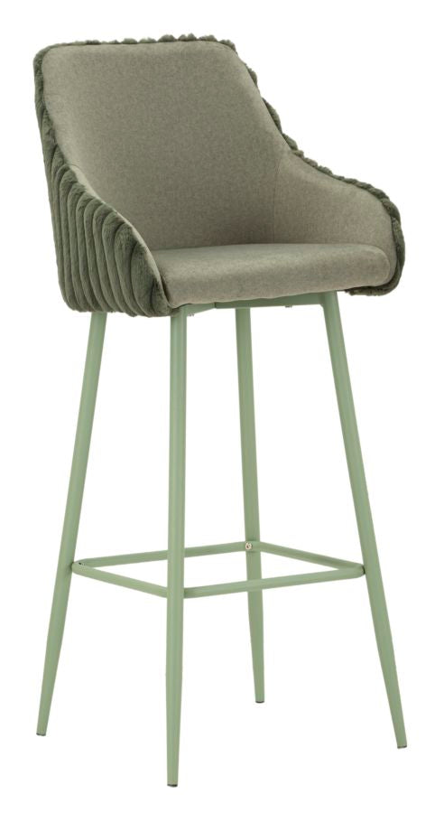 Sgabello Bar Alaska A Verde Set 2 Pz 52x46x111 cm in Compensato e Spugna e Ferro e Poliestere Verde sconto