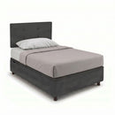 Letto Singolo Contenitore Imbottito Microfibra Grigio BoxMax Testata Button Varie Misure