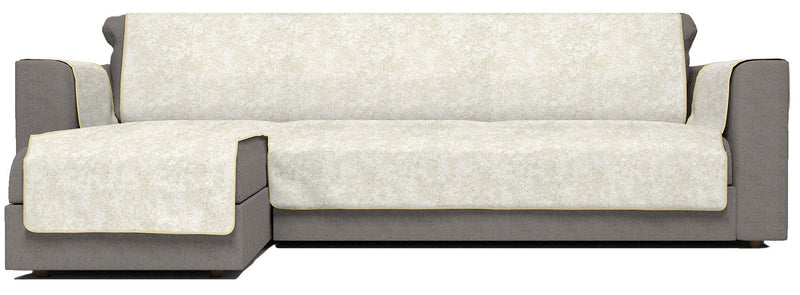 Copridivano con Penisola Sinistra in Poliestere e Cotone Panna Varie Misure