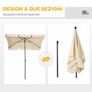 Ombrellone da Giardino Rettangolare e Regolabile 198x130x245 cm In Alluminio Beige 