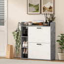 Scarpiera Slim Capacità 15 Scarpe 83x24x90,5 cm con 2 Cassetti Ribaltabili e 3 Vani Aperti Grigio      