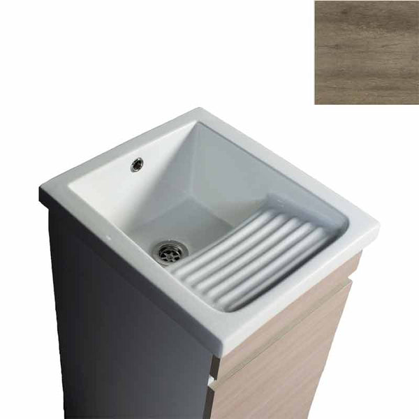 sconto Mobile Lavatoio in Ceramica 1 Anta e Strofinatoio Integrato 45x50x86A cm Olmo Naturale