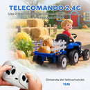 Trattore Elettrico per Bambini con Rimorchio Rimovibile Telecomando Porta USB Musica e Luci Blu      