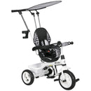 Triciclo per Bambini 105x47x89 cm con Maniglione e Barra di Sicurezza Bianco e Nero   