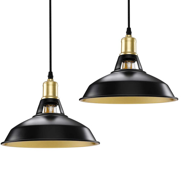 Coppia Lampadari Sospensione Moderno Design Industriale Lampada Metallo Nero Oro acquista