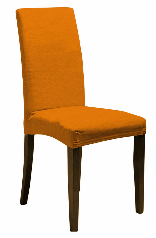 acquista Satz mit 2 Stuhlhussen mit elastischer Rückseite aus orangefarbenem Polyester