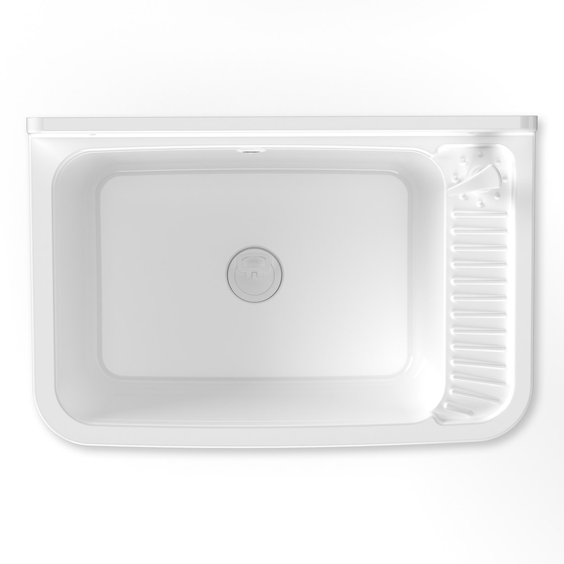 Lavatoio 60x40x25 cm Pilozzo a Parete con Dispenser in Resina Bianco    