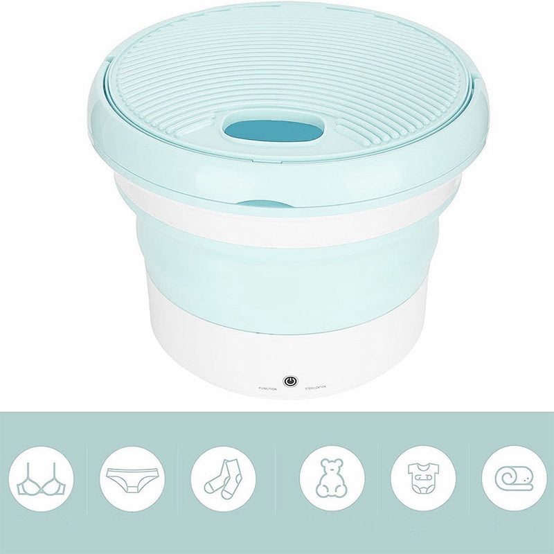 Mini Lavatrice Portatile Pieghevole da Campeggio 25x31 cm Verde