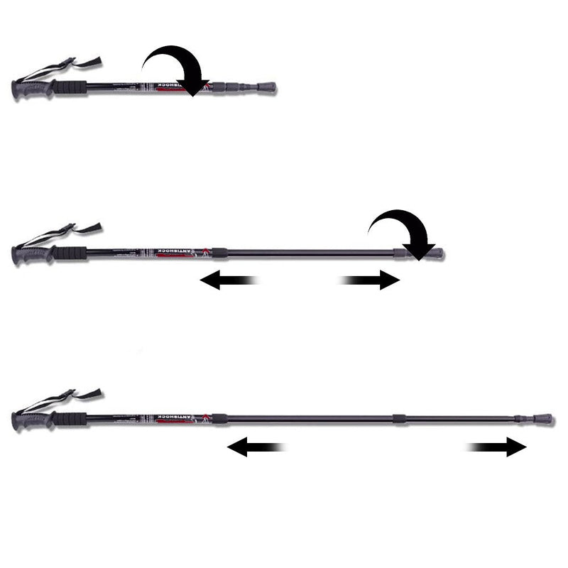 Set 2 Bastoni da Trekking 135 cm Regolabili con Impugnatura Antiscivolo