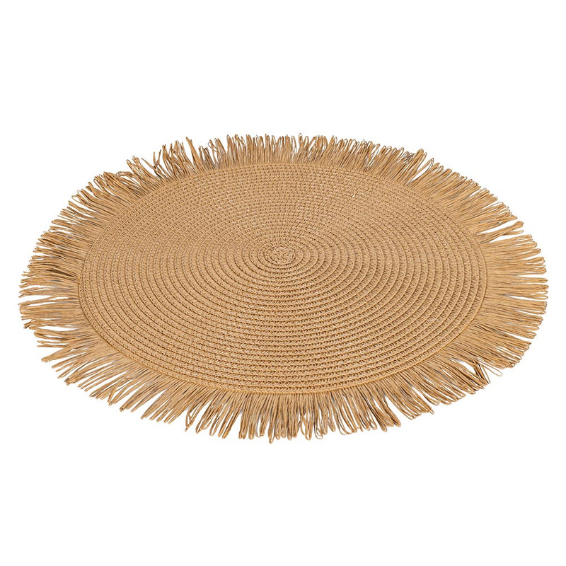 Set 4 Tovagliette con Frange Ø38x0,3 cm  in Carta effetto Juta VdE Tivoli 1996 Shades of Chocolate