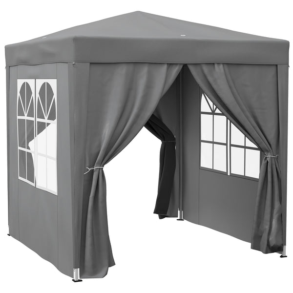 Gazebo Pieghevole 2x2 m con 4 Pareti Rimovibili in Metallo e Poliestere Grigio acquista
