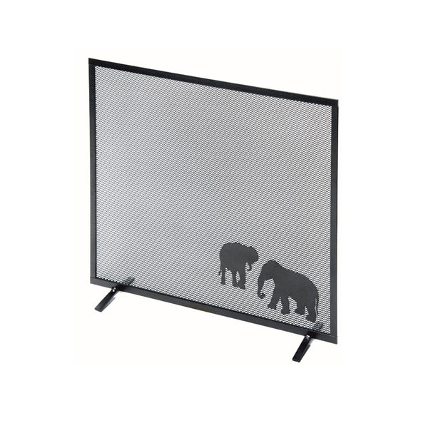 Parascintille per Camino 60x50 cm Decorazione Elefante in Ferro Verniciato Grigio Martellato sconto