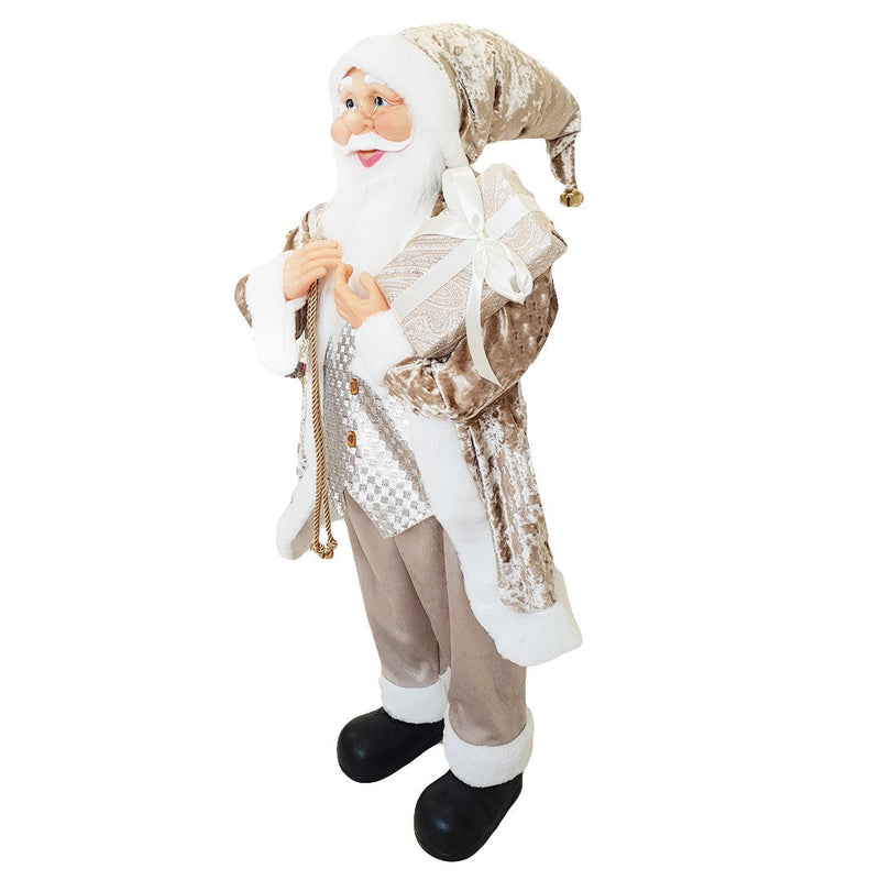 Pupazzo Babbo Natale H90 cm con Luci e Suoni Champagne
