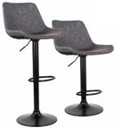 Set 2 Sgabelli 50x44x58/78 cm in Similpelle Base Nera Grigio