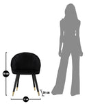 Sedia Loty Nera 57x58x80 cm in Legno e Velluto Nero e Oro