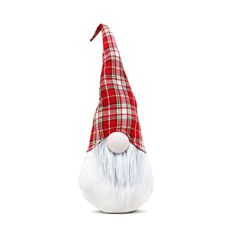 Gnomo di Natale H65 cm con Luce Bianco con Cappello Scozzese