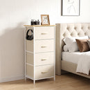 Cassettiera 45x30x94,5 cm con 4 Cassetti Pieghevoli in Tessuto Tasche e 2 Ganci Struttura in Acciaio Beige      