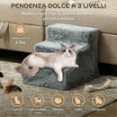 Scala per Cani a 3 Gradini per Cani e Gatti di 4,5 kg in Velluto Sfoderabile e Lavabile Grigio Chiaro      