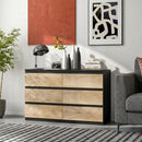 Cassettiera 6 Cassetti 120x39x75 cm per Camera da Letto in Legno Nero e Rovere      