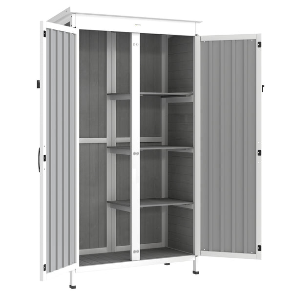Armadio da Giardino 94x43x166 cm con Ripiani Rimovibili e Porta Bloccabile in Legno e Acciaio Bianco e Nero prezzo