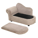Cuccia Divano per Cani con Vano Contenitore 80x40x46 cm Rivestimento Morbido Beige 