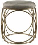 Sgabello Tondo Ø40x46 cm in Ferro e Velluto Soriani Tortora