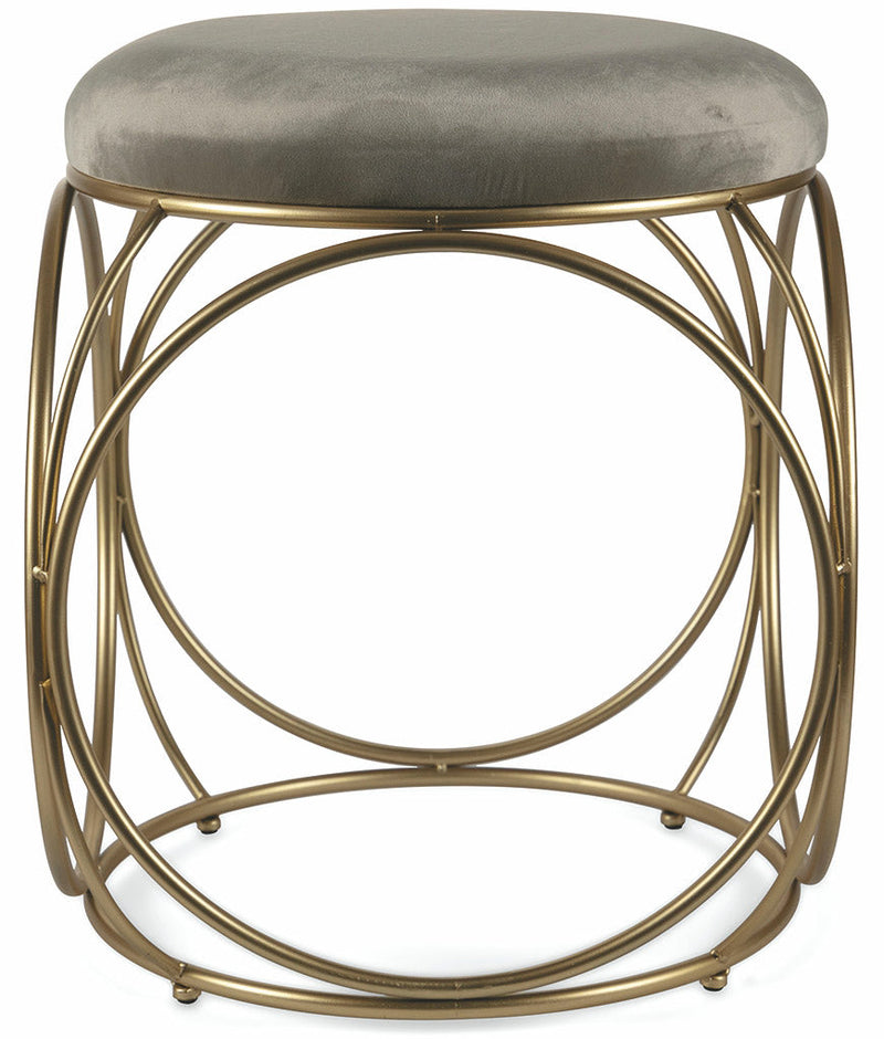 Sgabello Tondo Ø40x46 cm in Ferro e Velluto Soriani Tortora