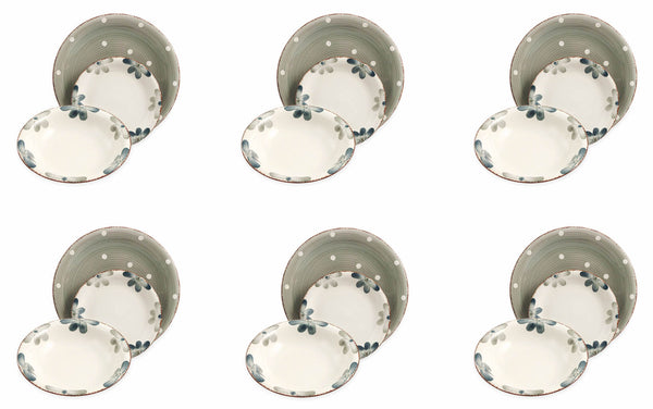 sconto 18-teiliges Tafelservice aus Villa d'Este Margarita Grey Stoneware
