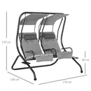 Dondolo 2 Posti Separati da Giardino 170x136x170 cm in Acciaio e Poliestere Grigio